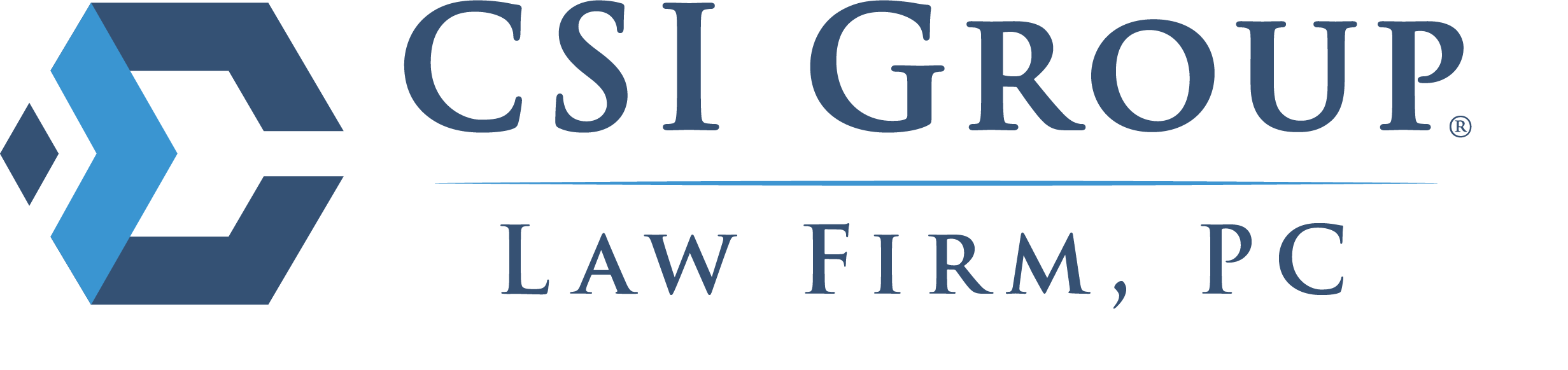csi law firm logo with r
